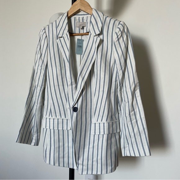 LOFT Striped Linen Blazer - Picture 3 of 7